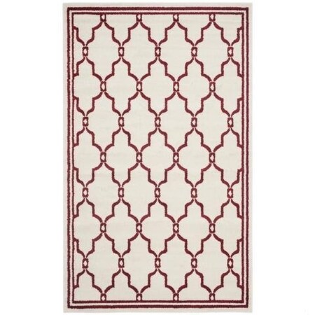 Safavieh 2 Ft.-3 In. X 7 Ft. Runner Indoor-Outdoor Amherst- Ivory And Red Power Loomed Rug AMT414H-27